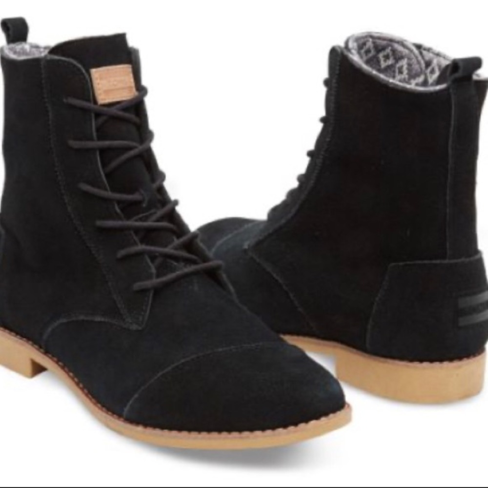 Tom’s Black Suede Alpha Lace-Up Boots